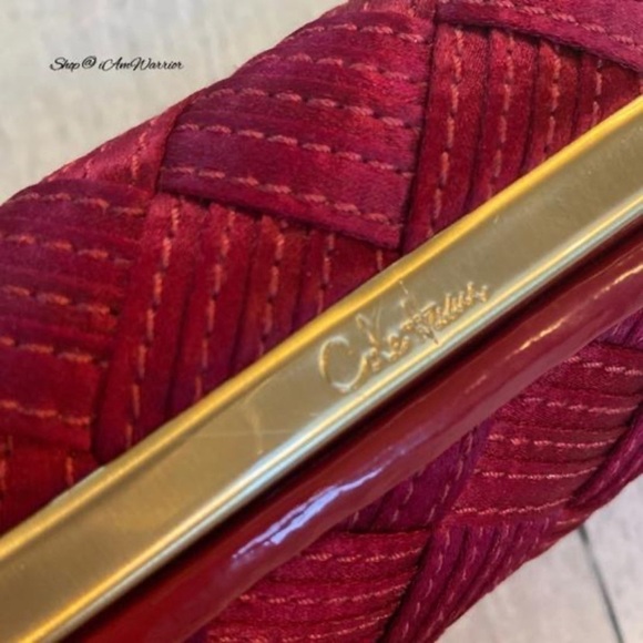 Cole Haan rare ruby satin basketweave oval clutch *shop@iamwarrior